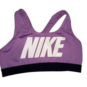 Nike Dri-Fit Purple Sports Bra Size Small White Logo Racerback